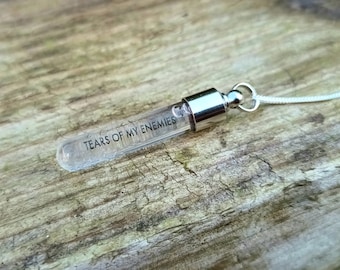 Tears Of My Enemies, Vial Necklace, Glass Vial Pendant, Funny Gift For Her, Dark Humour, Test Tube Necklace, Witchy Jewellery, Spell Jar