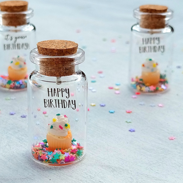 Message in a Bottle, Cute Birthday Gift, Alternative Birthday Card, Cake Gift, Gift For Him, Cute Friendship Gift, Gift For Her, Wish Jar