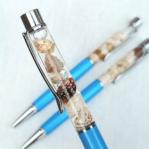 Ocean Float Pen, Shell Pen, Floating Pen, Snowglobe Pen, Gift For Her, Unique Pen, Sea Life Gift, Ballpoint Pen, Seaside Gift, Fun Pen