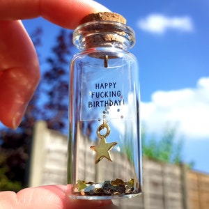 Happy Fuckin Geburtstag, Lustige Geburtstagskarte, Nachricht in einer Flasche, Lustiges Geburtstagsgeschenk, Swear Geschenk, Rude Gift Für Ihn, Wunschglas, Humor Geschenk