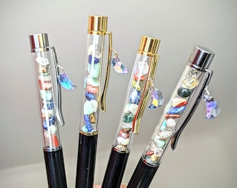 Crystal Pen, Crystals Chips, Moon Pen, Planner Pen, Ballpoint Pen, Witchy Pen, Gift for Her, Gift for Daughter, Gift for Mum, Student Gift