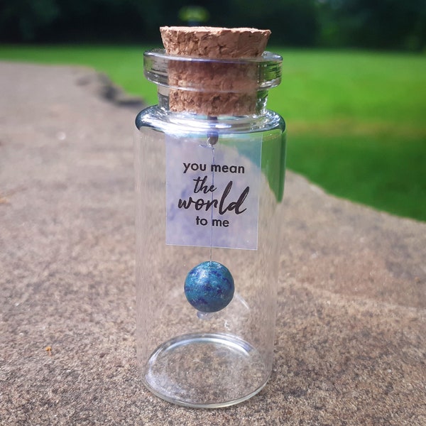 You Mean The World To Me, Message in a Bottle, World In A Bottle, Tiny Bottle Gift, Cute Gift for Her, Romantic Gift, Anniversary Gift