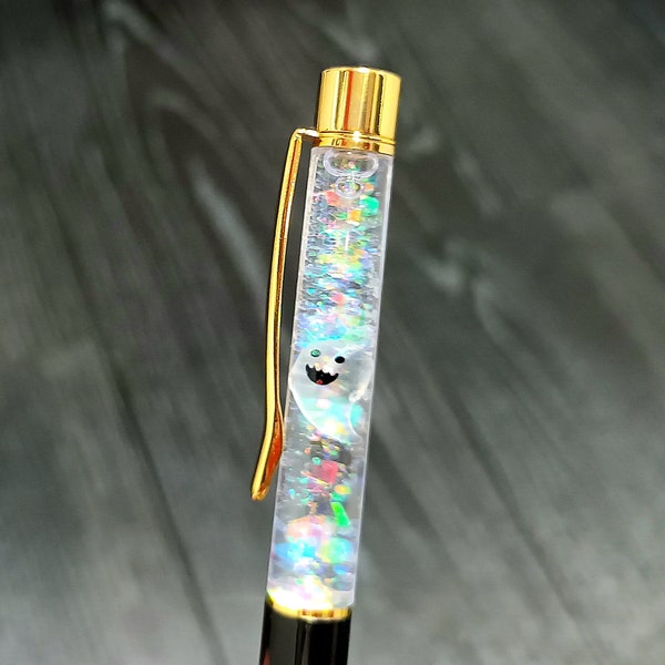 Ghost Float Pen, Floating Pen, Spooky Pen, Liquid Glitter Pen, Gift For Her, Unique Pen, Halloween Gift, Ballpoint Pen, Fun Pen, Spooky Gift