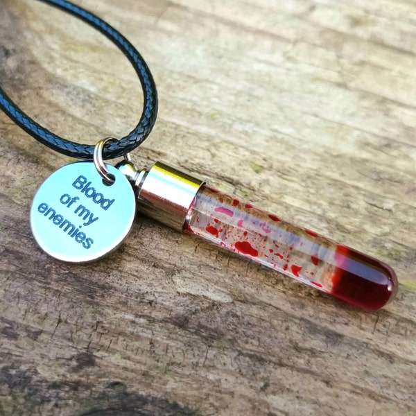 Blood Vial Necklace, Gothic Vial, Vampire Necklace, Dracula Necklace, Horror Gifts, Gothic Jewellery, Vial Necklace, Glass Vial Pendant