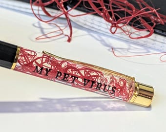 Virologist Gift, Science Float Pen, Microbiology Teacher, Student Gift, Scientist Stationery, Doctor Appreciation, Creepy Pen, College Grad