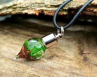 Terrarium Necklace, Teardrop Pendant, Glass Vial Necklace, Botanical Jewellery, Spell Jar Pendant, Natural Jewellery, Gift For Her