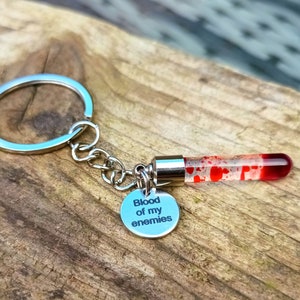 Blood Vial, Gothic Keyring, Glass Vial Pendant, Dark Gift, Gift For Her, Dark Humour, Vampire Keychain, Dracula Pendant, Horror Gifts