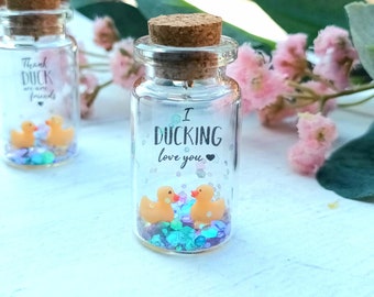 Message in a Bottle, Miniature Ducks, Gift For Him, Cute Duck Gift, Best Friend Gift, Cute Friendship Gift, Gift For Her, Wish Jar