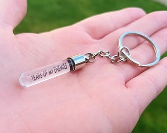 Tears Of My Enemies, Funny Keychain, Glass Vial Pendant, Funny Keyring, Funny Gift For Her, Dark Humour, Test Tube, Cheer Up Gift, Spell Jar