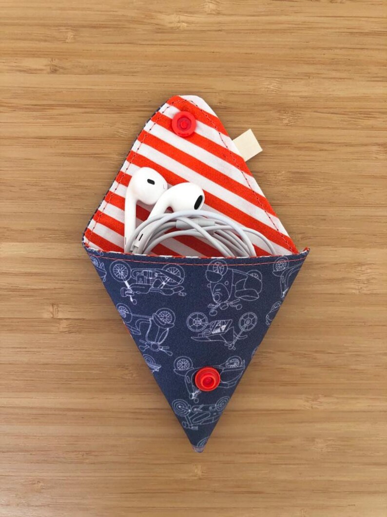 Vespa Purse Roman Holiday Triangle Origami Coin Purse Colorful Minimalist Pouch Handmade Fabric Purse Orange Stripes Coin Purse