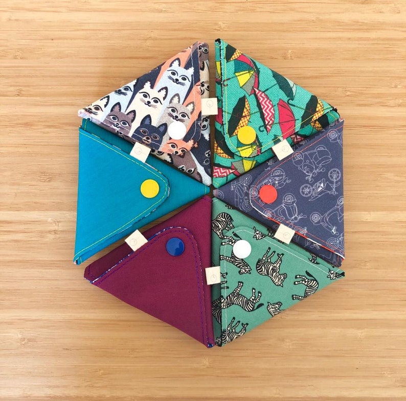 Vespa Purse Roman Holiday Triangle Origami Coin Purse Colorful Minimalist Pouch Handmade Fabric Purse Orange Stripes Coin Purse