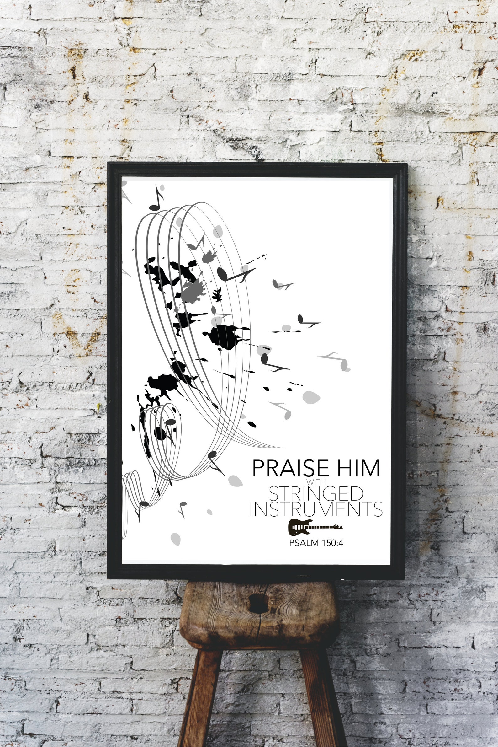 Psalm 1504 Praise Him With Strings Bible Verse Wall Art Etsy UK