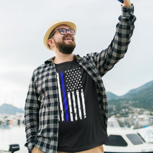 Thin Blue Line Police Unisex Shirt - Thin Blue Line USA Flag Shirt - Distressed Flag Blue Lives Matter Shirt - Back the Blue Tee