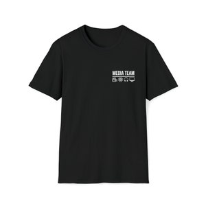 Mediateamshirt - Teamshirt AV Kerkproductie Vrijwilligerspersoneel Mannen Vrouwen Kinderen Fotografie Video Unisex Softstyle T-shirt