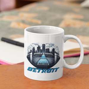 Detroit Coffee Mug - Modern Blue Design - Perfect Gift for Detroit Fans