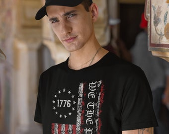 Camisetas patrióticas, camisa da bandeira nós, o povo, bandeira vintage dos EUA 1776, camisetas da bandeira dos EUA, camisa do povo, camisa patriótica do Dia do Trabalho