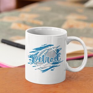 Detroit Coffee Mug - Modern Blue Design - Perfect Gift for Detroit Fans