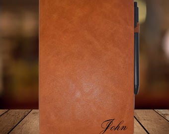 Personalized Leather Journal, Journal with Name, Lined Journal, Personalized Notebook, Customized Leather Gift, Custom Leatherette Journal
