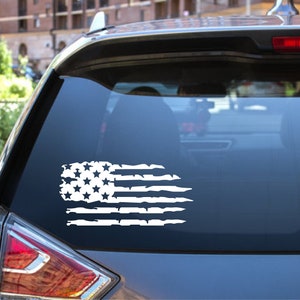 Distressed American Flag Decal, Available in Many Sizes, Tattered Flag Decal, Patriotic Decal, Vinyl Decal, Car Window Decal