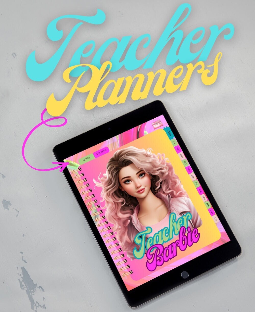Teacher Barbie Planner, Digital Planner for Teachers, Digital Planner ...