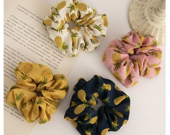 Scrunchies per capelli elastici coreani con stampa di ananas carino / Accessori per capelli / Scrunchies coda di cavallo / regalo da damigella d'onore / Regali per lei / Okhea