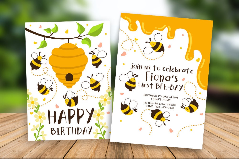 Biene Geburtstag Einladung Vorlage Bumble Bee Etsy