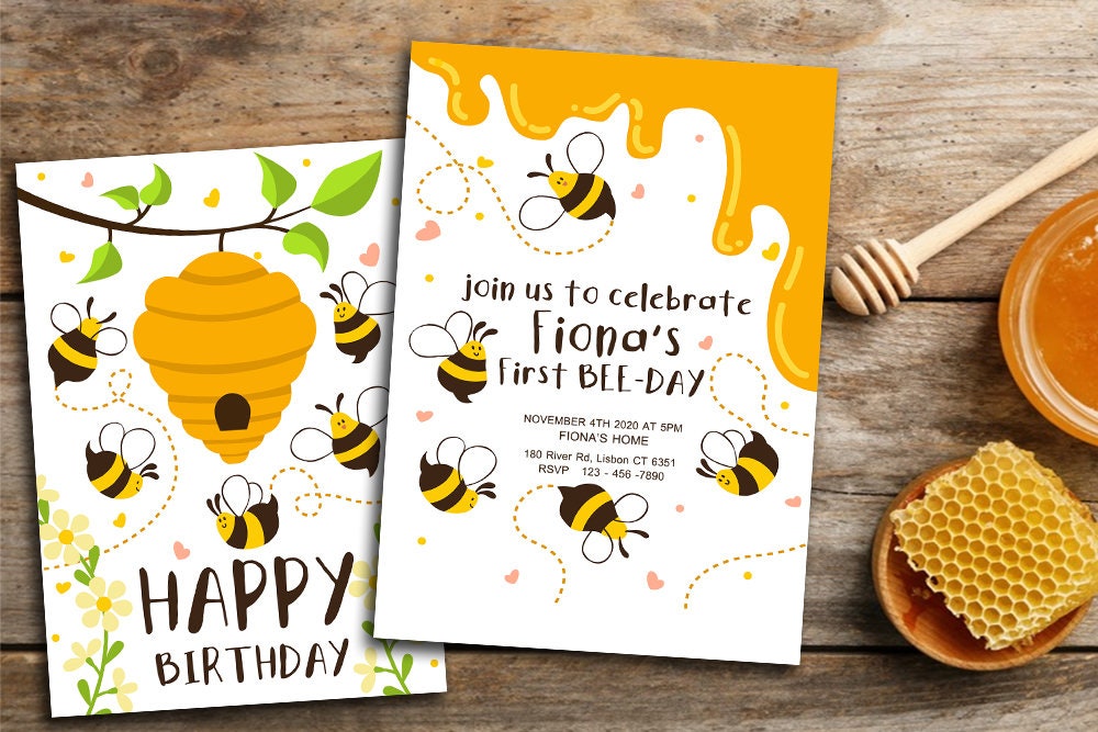 Biene Geburtstag Einladung Vorlage Bumble Bee Etsy