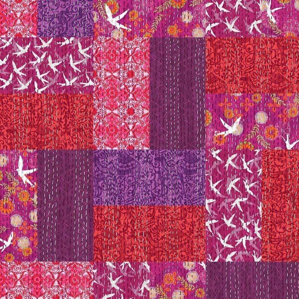 Kantha Cloth by Valerie Wells in Pomegranate