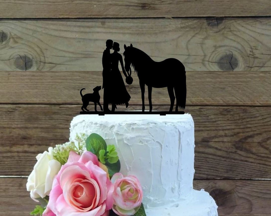 Wedding Cake Topper With Cat and Dog,cake Topper Cat and Dog,cat Cake Topper,silhouette Cake Topper for Wedding,dog Cake Topper (1041