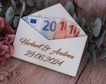 Geschenk Verpackung aus Holz, Geldgeschenk Kuvert, Gutscheinverpackung, Geldumschlag Hochzeit, Geburtstag, Geburt,