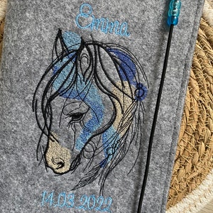 U-book cover horse felt grey personalizable