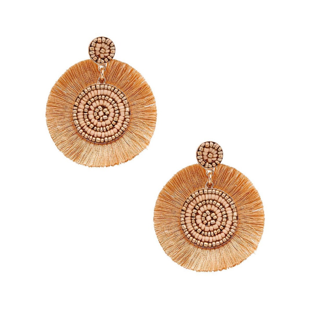 Round Drop Silk Earringsround Drop Silk Earrings Etsy