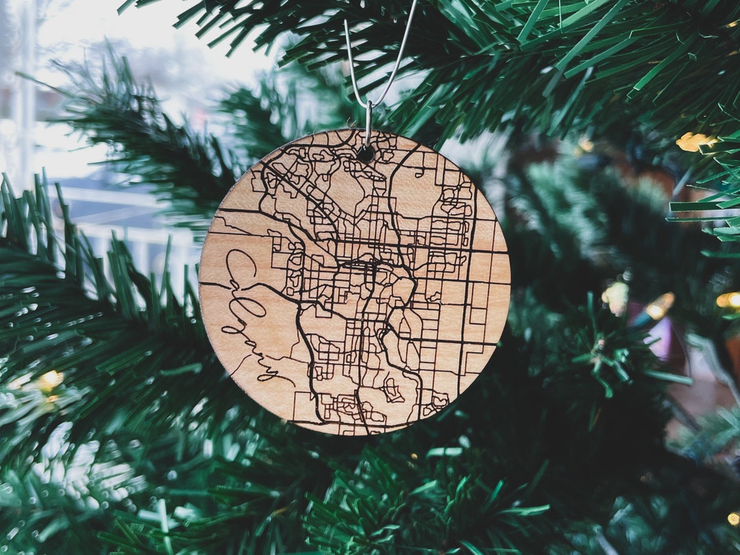 Calgary Christmas Ornament / Calgary Map / Alberta City Map Etsy