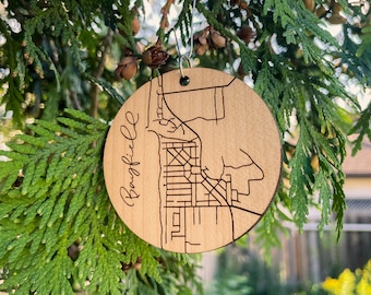 Bayfield Christmas Ornament / Bayfield Map Wood Christmas Ornaments / Village of Bayfield Ontario / Huron County / Lake Huron / Canada