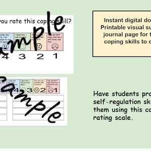 Coping Skills Rating Scale, Visual supports for coping skills, coping skills journal