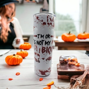 Drinking cup with straw | Mug for drinking | Halloween | Reusable drinking vessel | stainless steel mug | Tumbler printed | Bloody