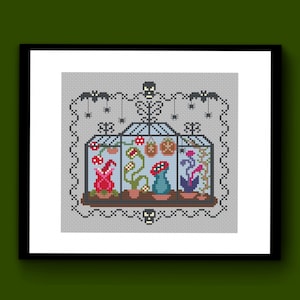 Spooky Greenhouse Counted Cross Stitch Pattern PDF, Spooky Garden Cross Stitch, Halloween Cross Stitch, Horror Gothic Cross Stitch
