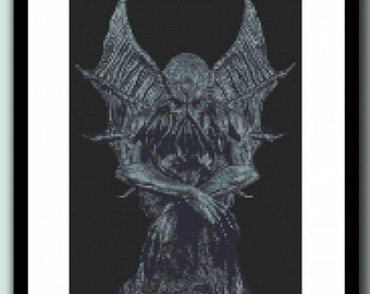 Cthulhu Counted Cross Stitch/ Embroidery Pattern PDF, Horror/ Goth Cross Stitch, Halloween Cross Stitch, Spooky Lovecraft Cross Stitch