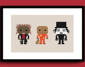 Cute Villains 7 Counted Cross Stitch Pattern PDF, Monster Cross Stitch, Spooky Horror Cross Stitch