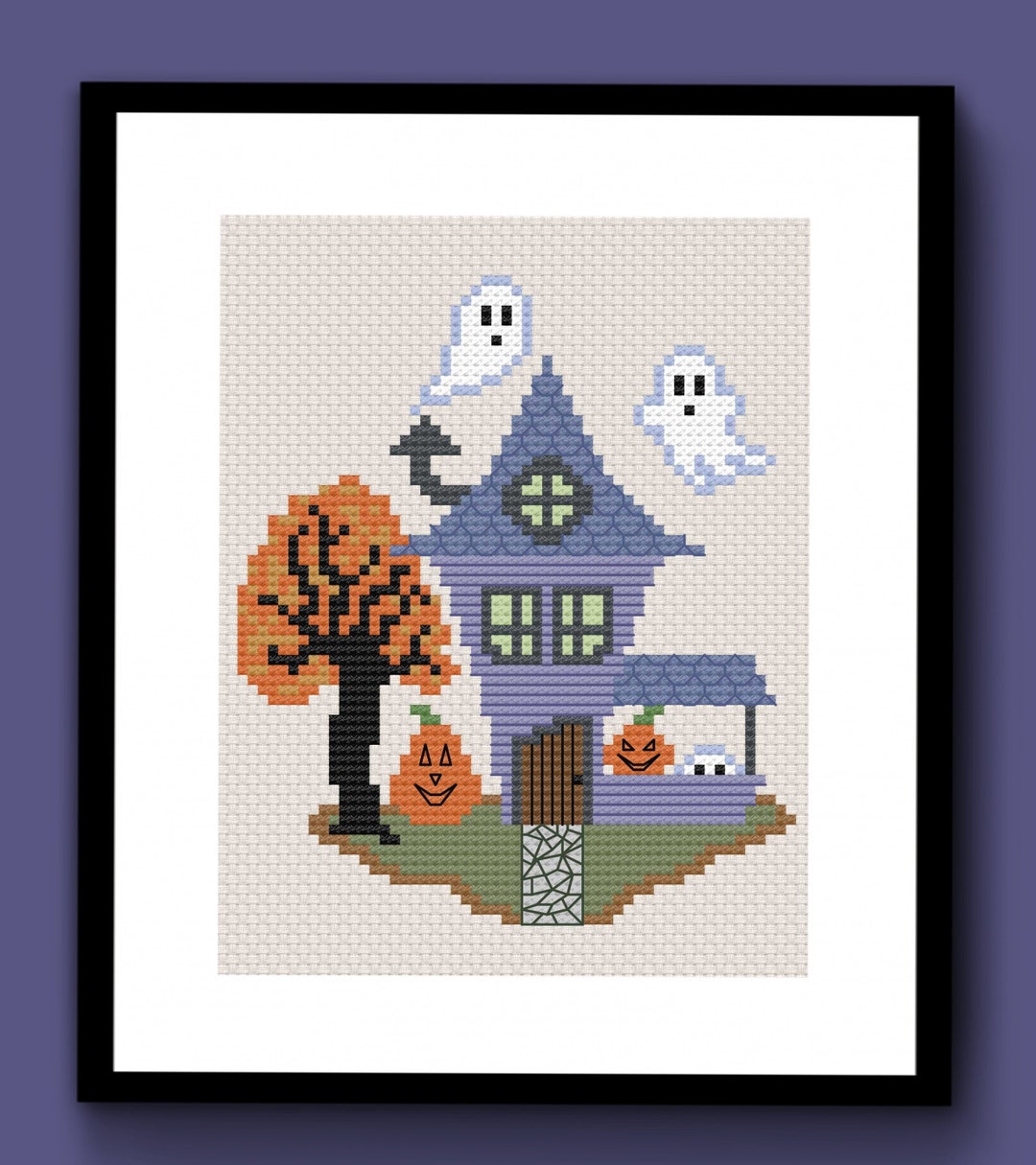 Cute Spooky Haunted House Counted Cross Stitch Pattern PDF, Ghost ...