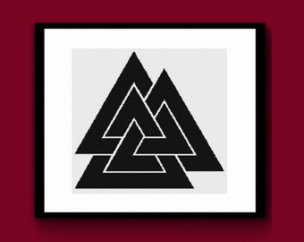 Valknut Counted Cross Stitch Pattern PDF, Viking Odin Cross Stitch, Nordic Icelandic Cross Stitch, Norse Pagan Cross Stitch