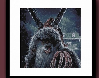 Krampus Film Counted Cross Stitch/ Embroidery Pattern PDF, Horror/ Goth Cross Stitch, Christmas Cross Stitch, Santa Cross Stitch