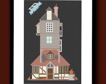 The Burrow Witchy House Counted Cross Stitch/ Embroidery Pattern PDF, Cute Horror Spooky Cross Stitch, Gothic Halloween Cross Stitch