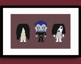 Cute Villains 8 Counted Cross Stitch Pattern PDF, Ghost Cross Stitch, J-Horror Cross Stitch