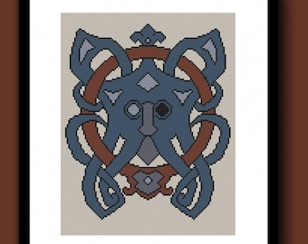 Godhead 1 Counted Cross Stitch Pattern PDF, Viking Cross Stitch, Odin Cross Stitch, Norse Cross Stitch, Knotwork Cross Stitch
