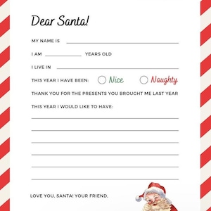 Carta a Papá Noel para imprimir