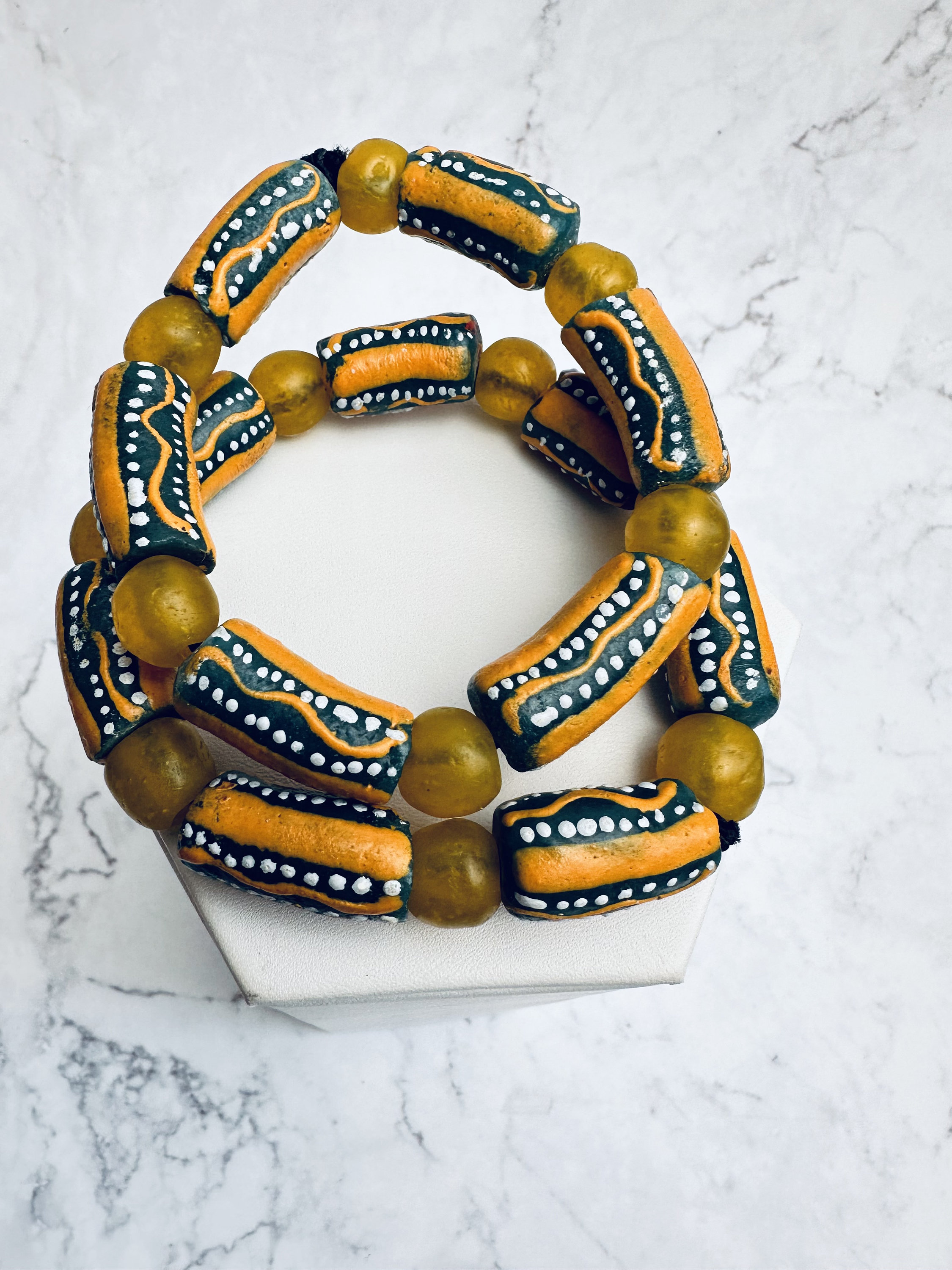 African beads in mustard grey and brown hues main image 1