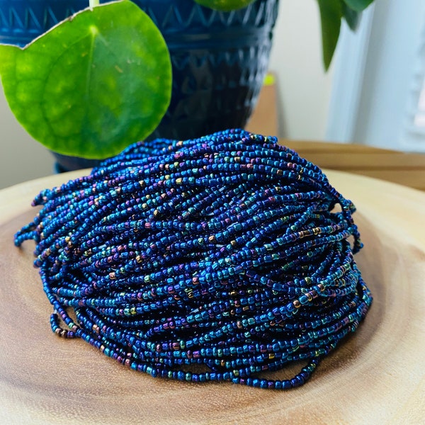 Navy Blue African Waist Beads, Waist Beads, Colorful Ghana Glass beads,