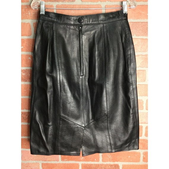 Vintage Firenze Womens Leather Skirt Black Size 1… - image 2