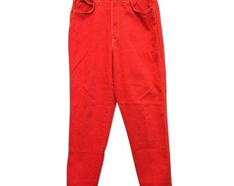 Vintage 80s Chic Jeans Womens Size 14 High Waist Mom Jeans Tapered Leg Red